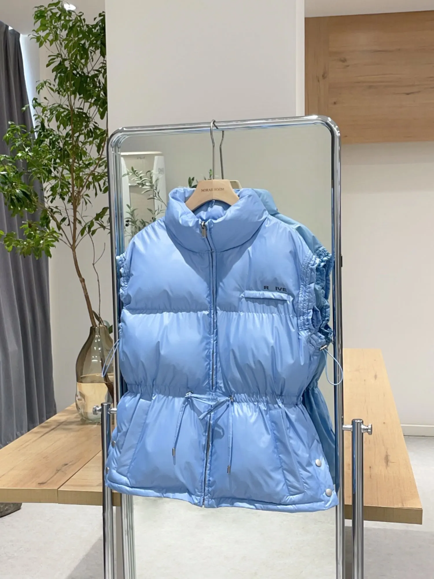

Nok Xiaola Authentic Cotton Vest Waist Cinched Stand Collar Blue Bla 2025 Autumn New Arrival Commute Sle Zipper ...