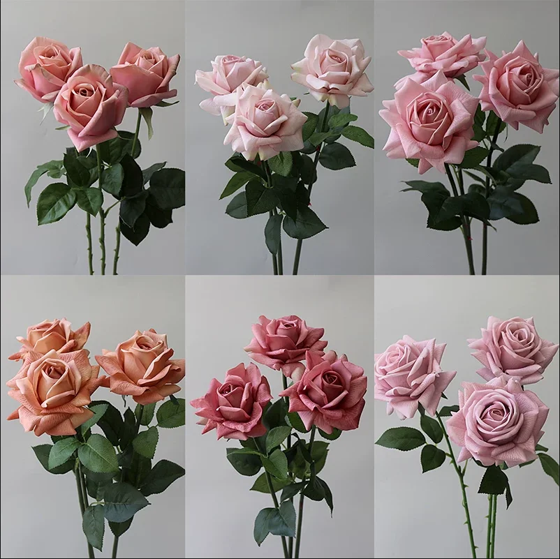 

5Pcs/lot High-end Autumn Artificial Rose Real Touch Flowers Wedding Decor Bridal Bouquet Party Floral Moisturizing Rose Flowers