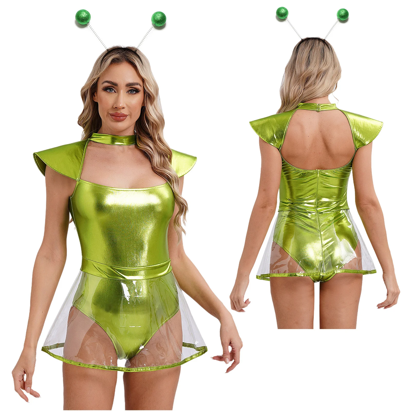 

Womens Halloween Space Alien Cosplay Costume Set High-Quality Delicate Alien Roleplay Outfits For Festival Carnival Music Party