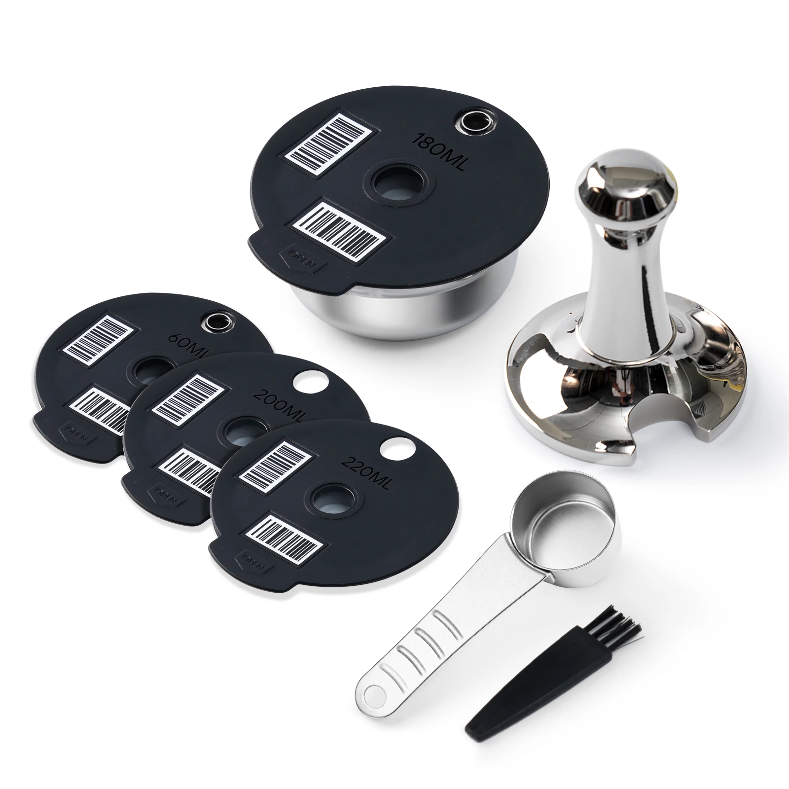 60/180/200/220ml Reusable Coffee Capsule Pods Stainless Steel for BOSCH-s Machine Tassimo Refillable Filter Maker Pod