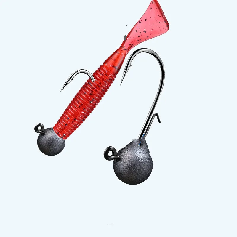 Neue NED Jig Kopf Haken Runde Kugelkopf Form Haken Anti Fall Off Starke Angelhaken Refuse Run Fisch 3,5-15g – Detail 2