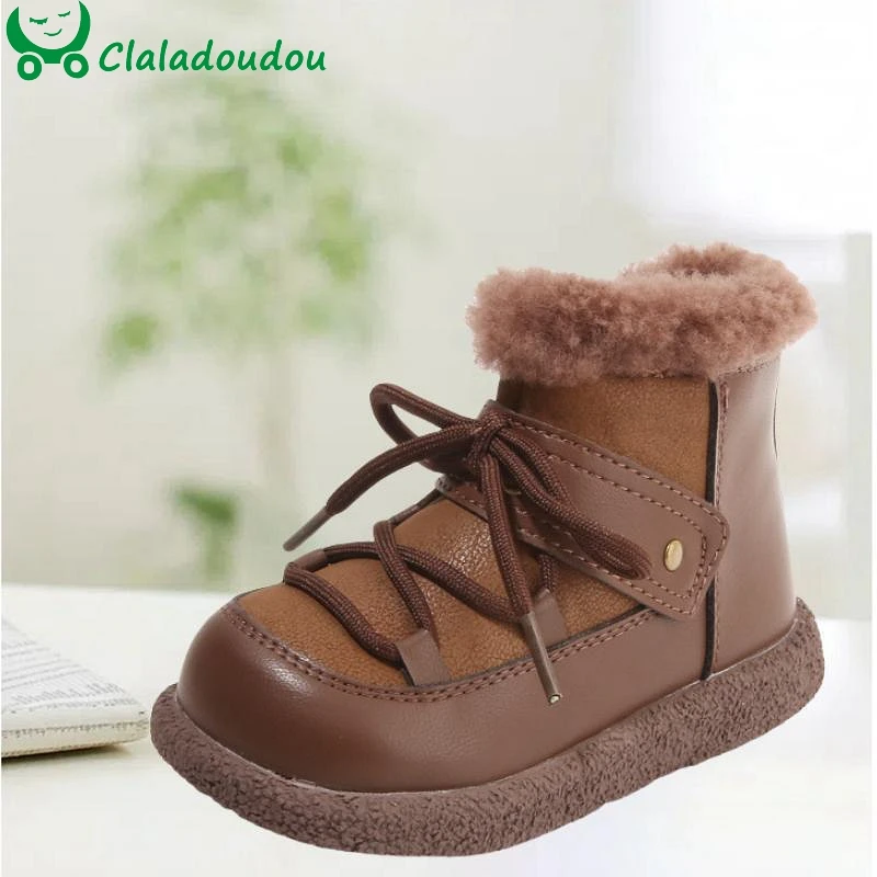 High Quality Fashion Boots For Boys Patch Brown Black Toddler Girls Ankle Boots With Thin Velvet Baby Woman Outside Walkers