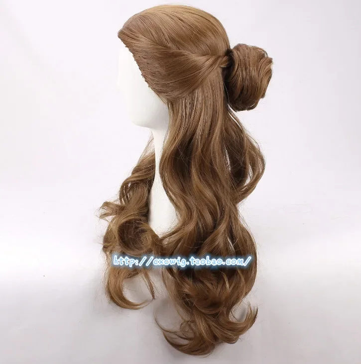 Halloween Beauty and the Beast women Princess Belle Wig Emma Waston Long Wavy Wig Cosplay /Role Play Costume