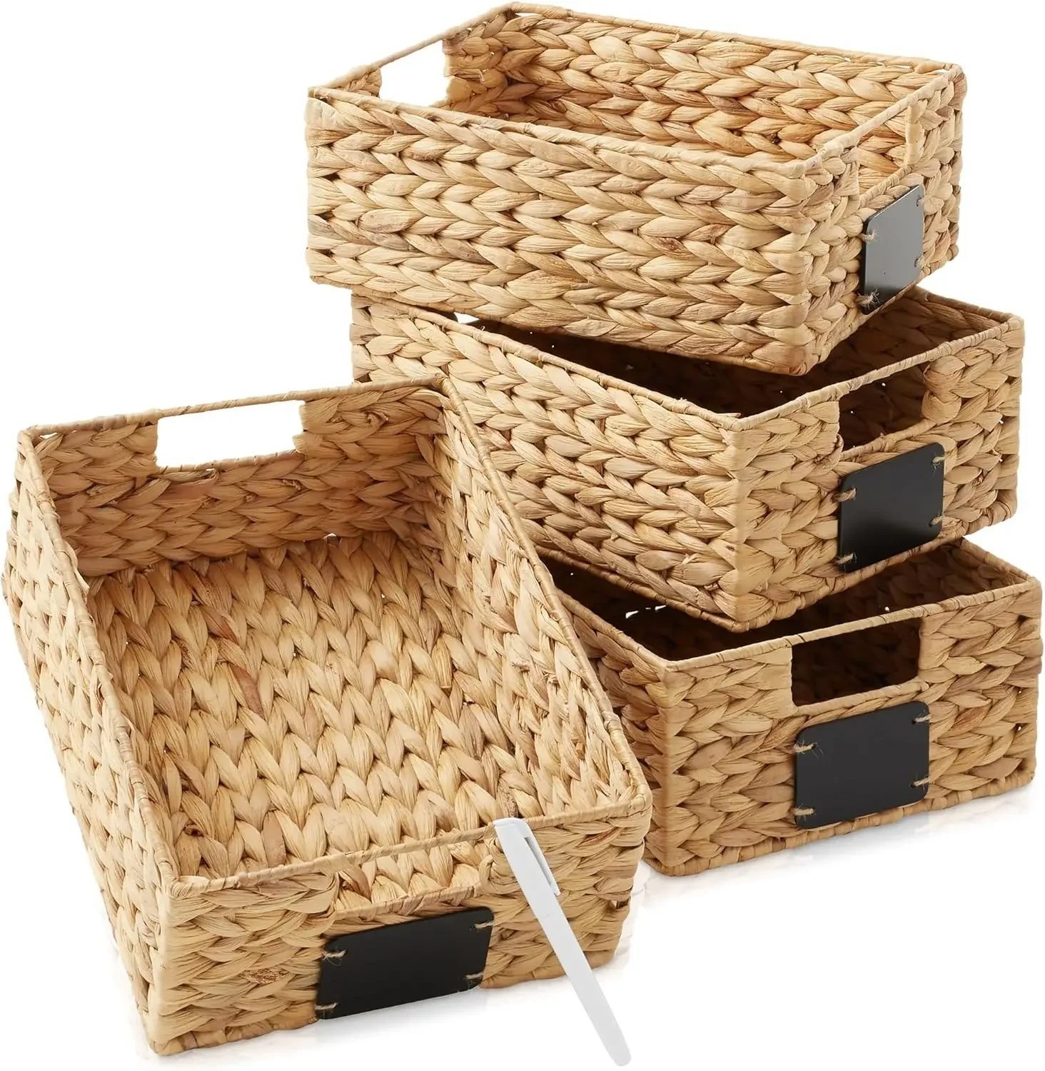 Set of 4 Water Hyacinth Pantry Baskets, 10