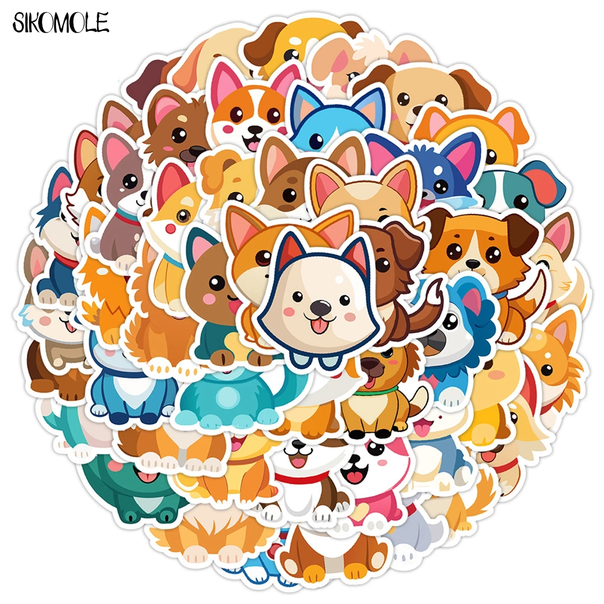 10/50/100 Uds. Pegatinas bonitas de cachorro de dibujos animados perro estético DIY decoración juguetes para niños calcomanía de equipaje de viaje paquete de pegatinas de grafiti