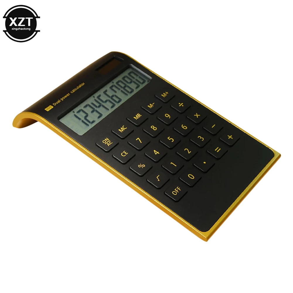 Creative Ultradunne Draagbare Mini Gold Frame 10 Digitale Rekenmachine Solar Kristal Toetsenbord Dual Power Calculator Kantoorbenodigdheden