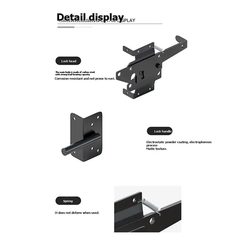 ABGH-Automatic Self-Closing Door Catch Heavy Duty Gate Catch, Post Mount With Mounting Screws For Wooden/Vinyl Fence