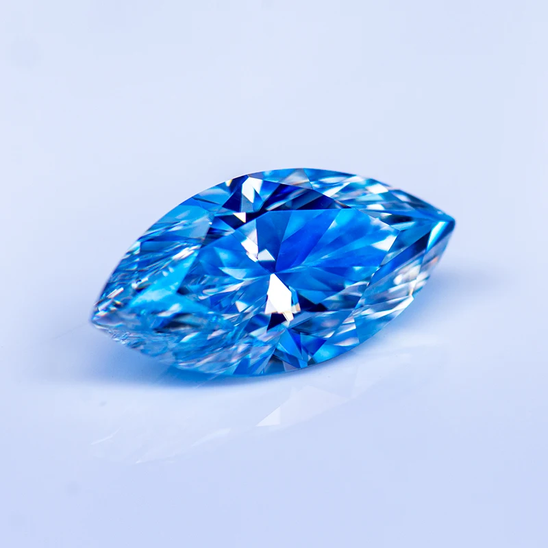 Moissanit-Stein im Marquise-Schliff, eisblau, DIY-Anhänger für Schmuckherstellung, Ring, Halskette, Ohrringe, Hauptmaterialien, Zertifikat – Detail 7