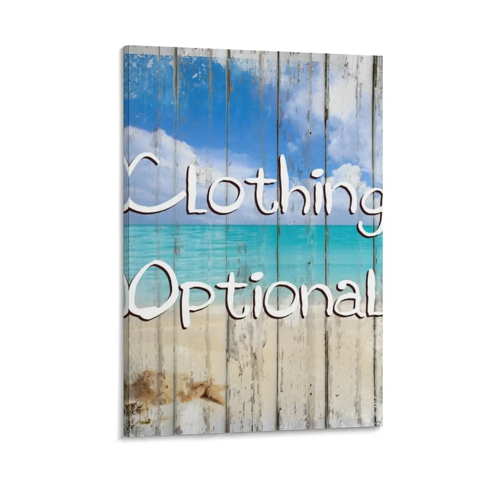 

Clothing Optional naughty tropical coastal beach house sign Canvas Painting room decorations aesthetic aesthetic room decor