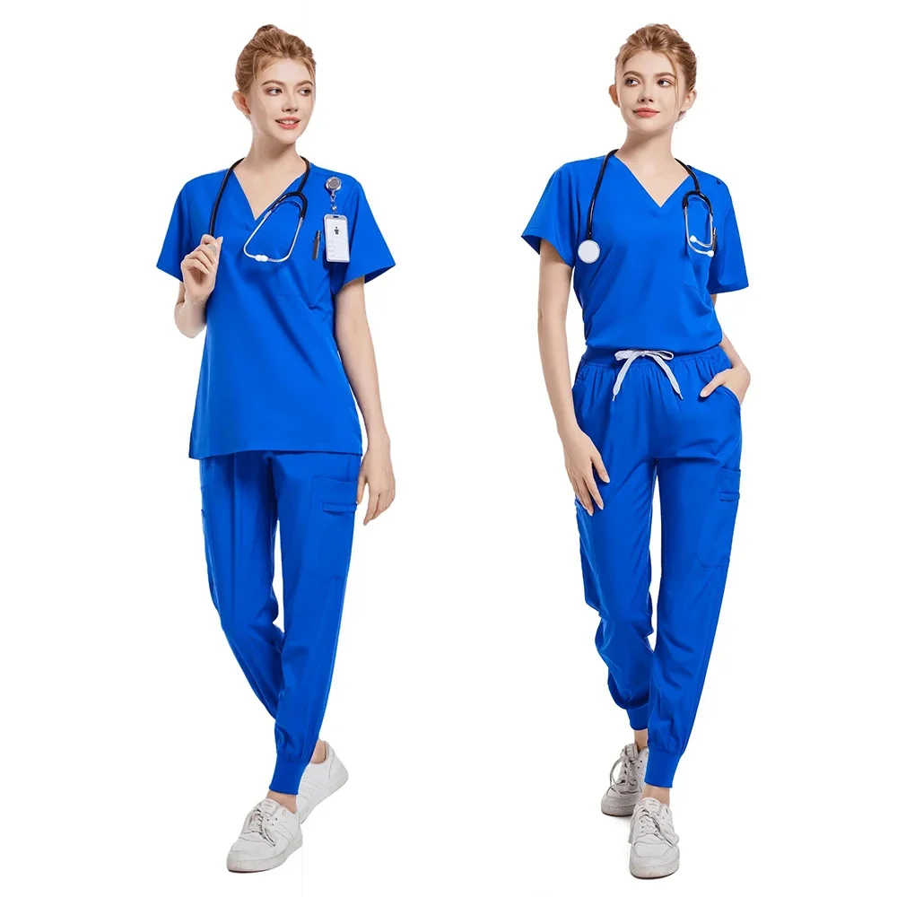 Uniformes quirúrgicos para mujer, conjunto de ropa de trabajo para enfermera médica, salón de belleza, Top clínico y pantalón, traje de túnica de enfermería para médico y Spa