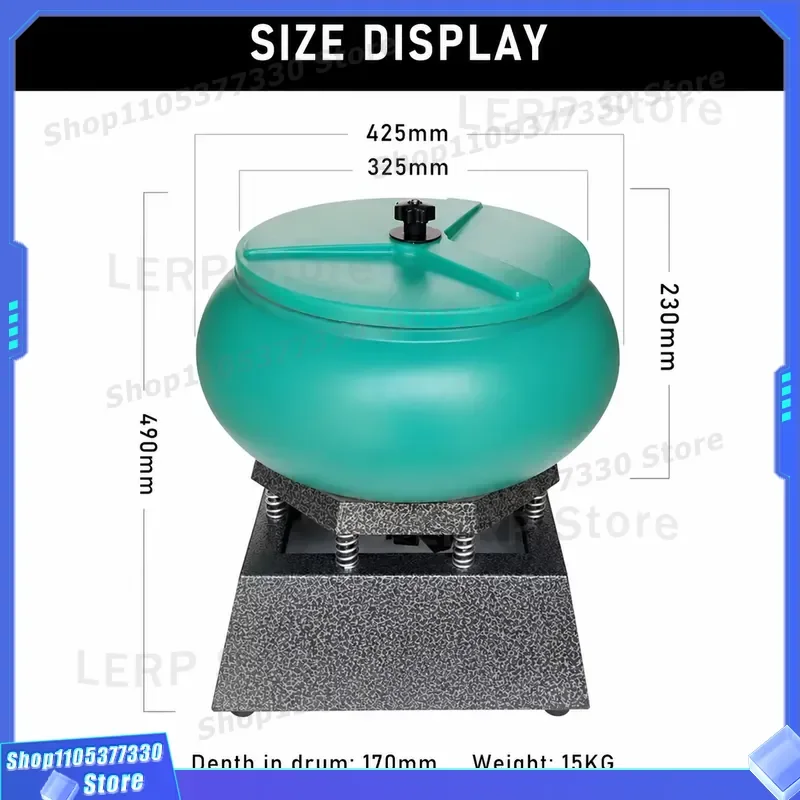 17 Inch Super Large Vibratory Tumbler Wet Dry Polisher for Metal Jewelry Pearl Finishing High Capacity Rock Stone Polishing