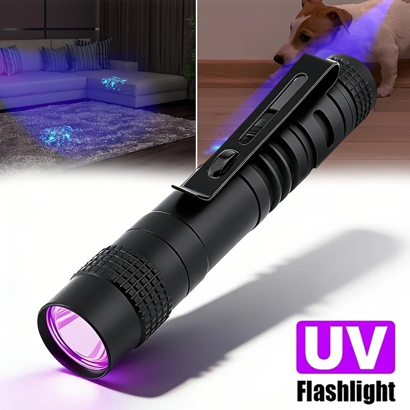 Pen Clip 395nm UV Light, Pet Dog Cat Urine Detector & Scorpion Finder, Portable Ultraviolet Flashlight Lamp, Uses AAA Batteries