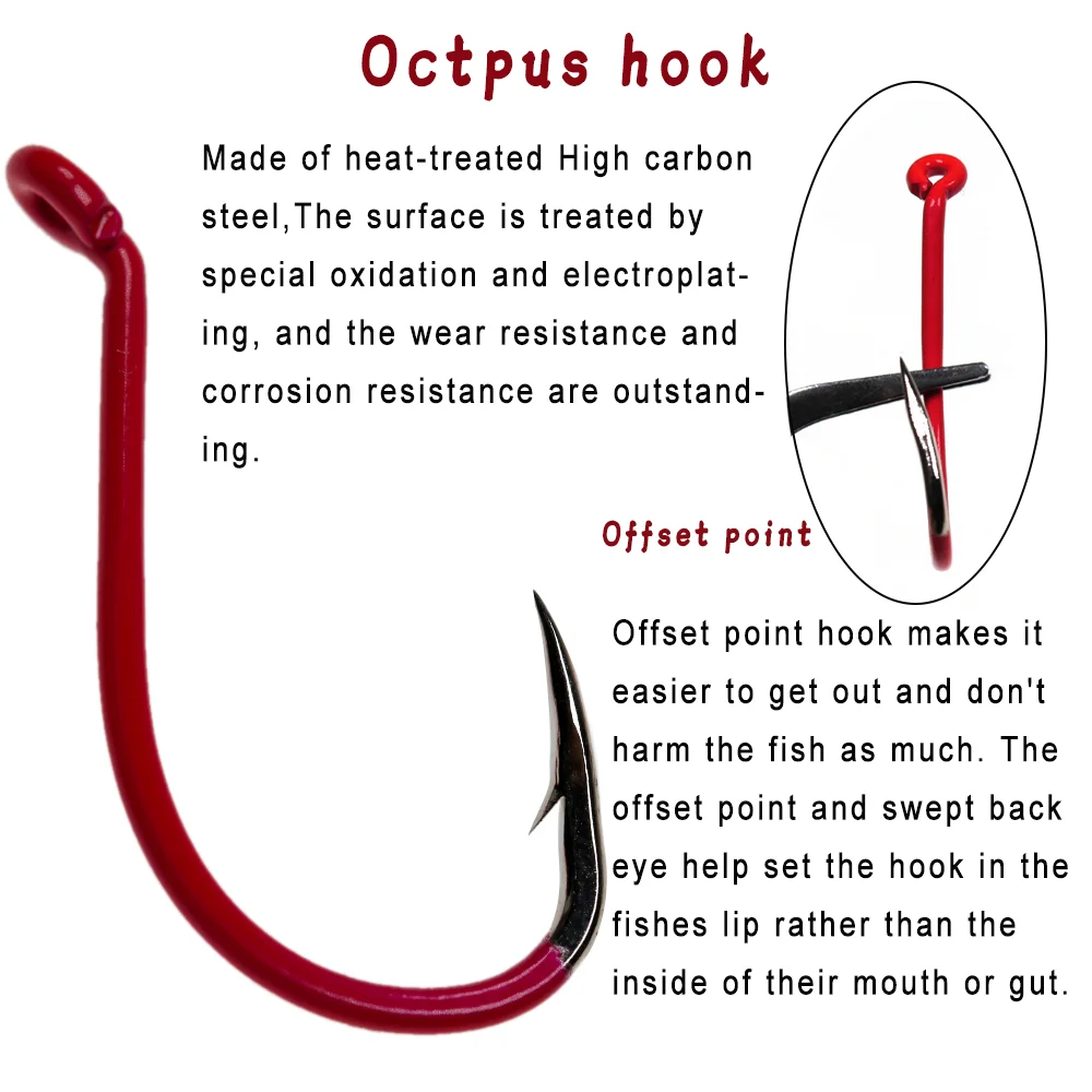 Lionriver High Carbon Steel Barbed Octpus Fishing Hooks For Catfish Bass Snapper Tuna Saltwater Tackle Fly Fishing Accessories