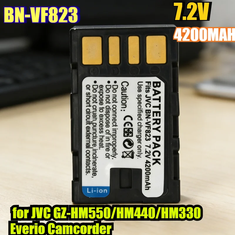 4200mAh Premium Li-ion Battery BN-VF823U/BN-VF815U/BN-VF808U for JVC GZ-HM550/HM440/HM330 Everio Camcorder  & Replaces BN-VF823