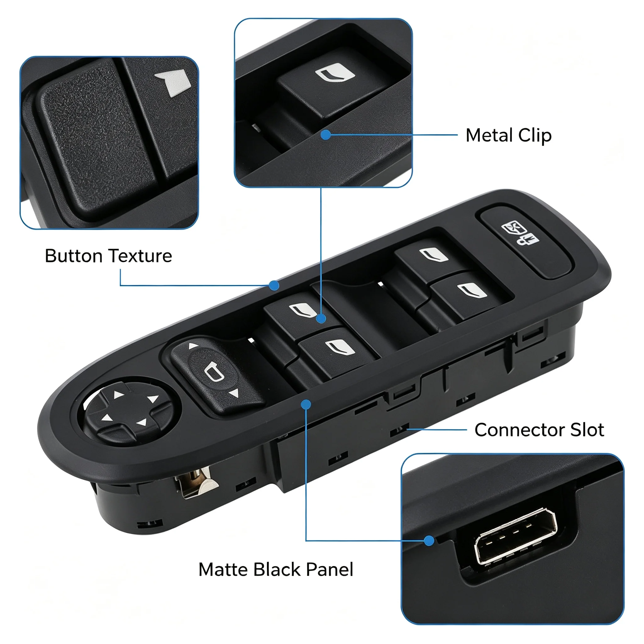 Power Window Master Switch OE 98054508ZD for Peugeot 308 Front Door Control Panel Replacement