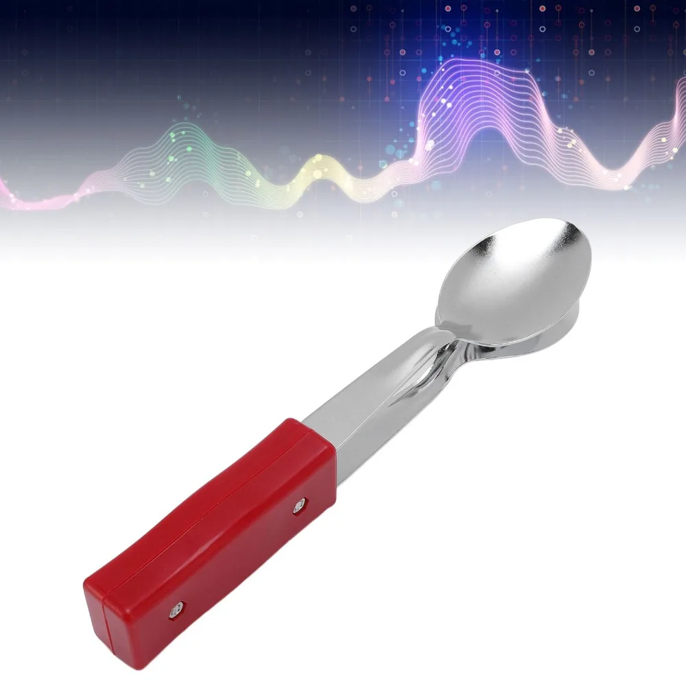 Durable Metal+Plastic Musical Spoons Handle Design Silver+Red Percussion Instrument Folk Instrument For Music Enthusiasts view 3