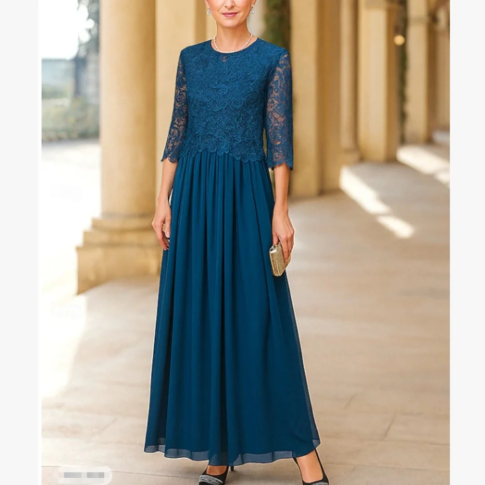 

Customized New In Long Mother of the Bride Dresses O-Neck Ankle-Length A-Line Wedding Guest Party Evening Groom Dress 2026