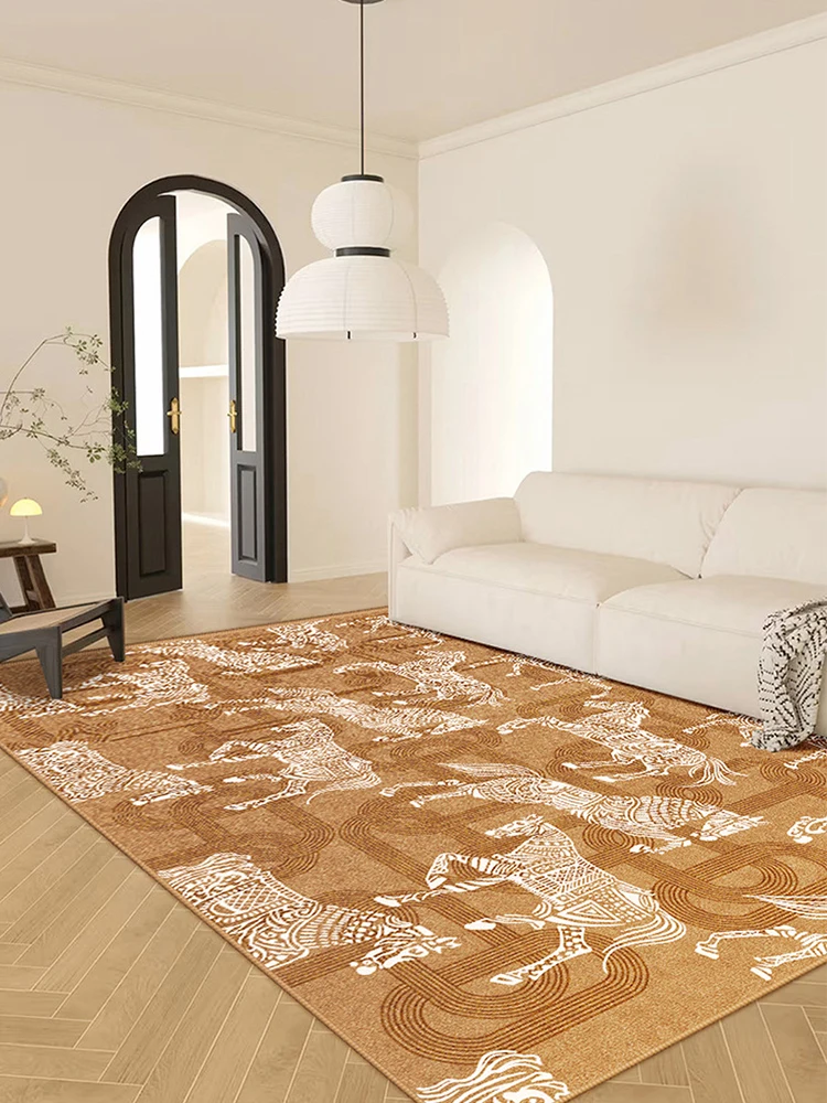 Chinese Horse Pattern Living Room Bedroom Decoration Carpet Luxury Retro Bedside Cloakroom Rugs Large Area Non-Slip Mat