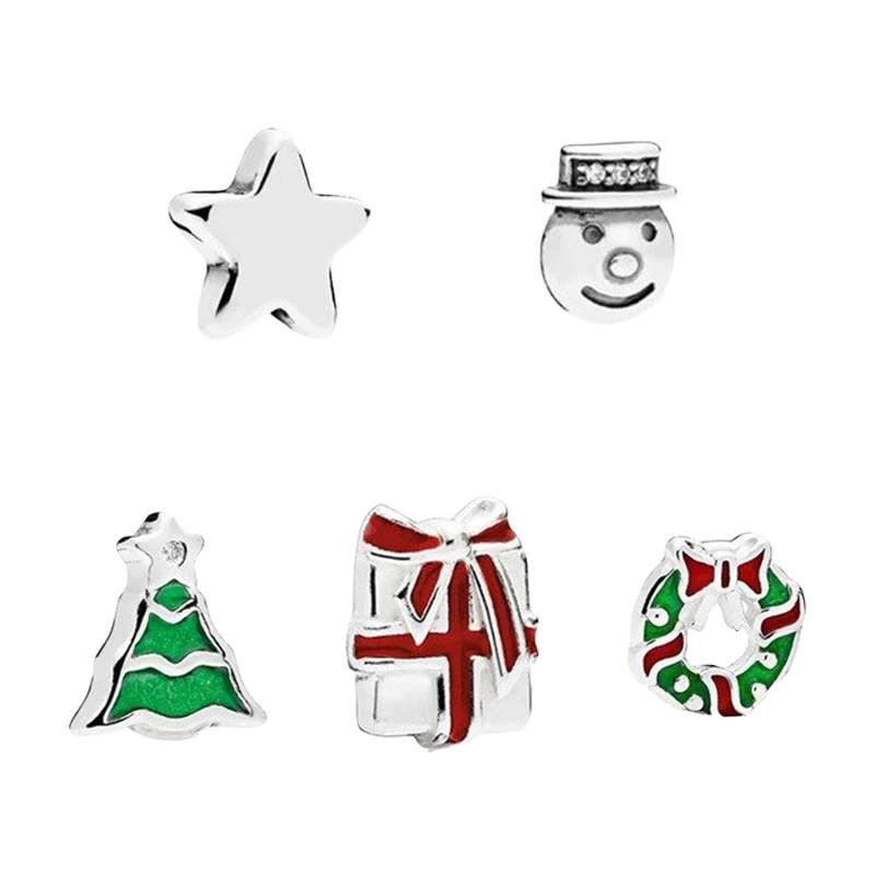 Floating Lockets Necklaces Petites Charms For Women Jewelry 925 Sterling Silver Christmas Tree Star Snowman Holiday Wreath Gifts