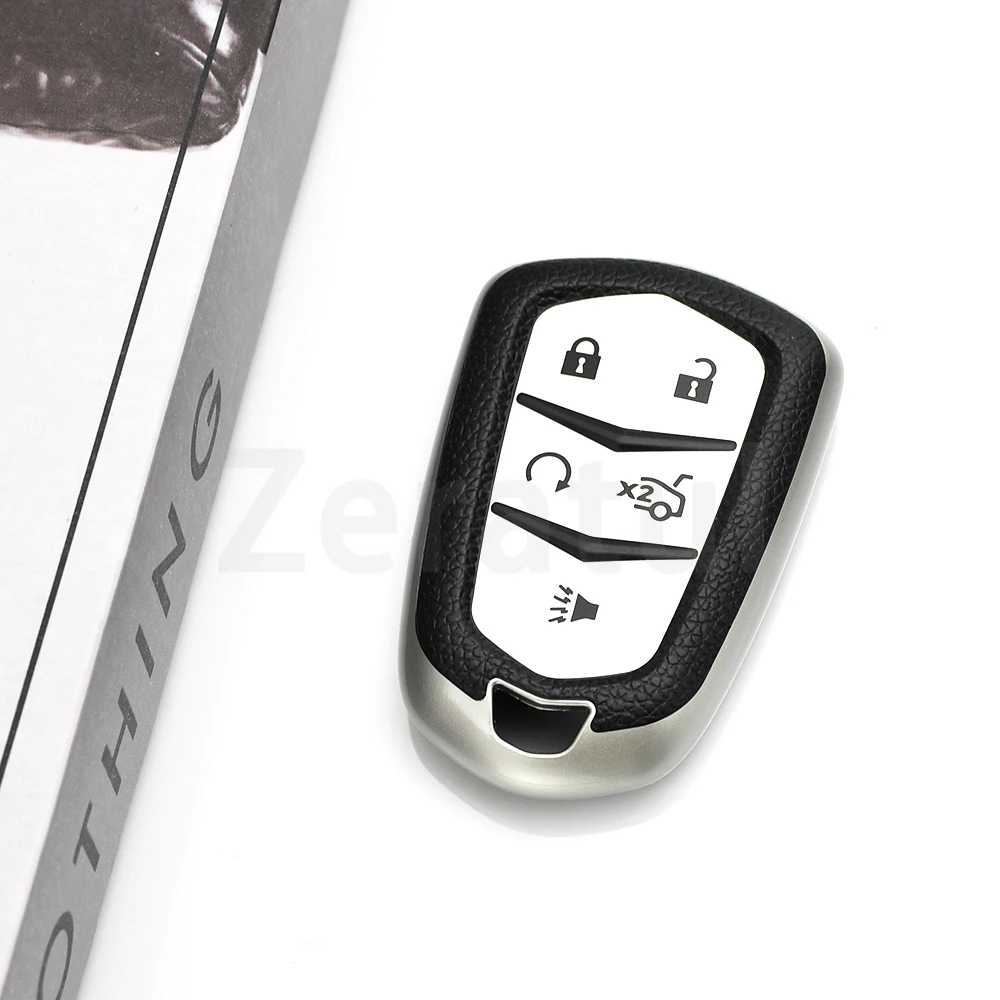 TPU Leather Auto Car Smart Key Cover Case for Cadillac Escalade ESV SRX STS XTS ELR ATS CT6 CTS DTS XT5 Keyless Fob Bag Keychain