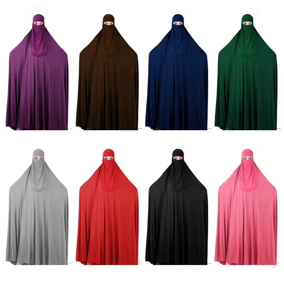 Kadınlar için müslüman başörtüsü elbise Abaya namaz Khimar ramazan Eid kapşonlu Robe Islam giyim siyah örtülü giydirin Niqab Djellaba Burka