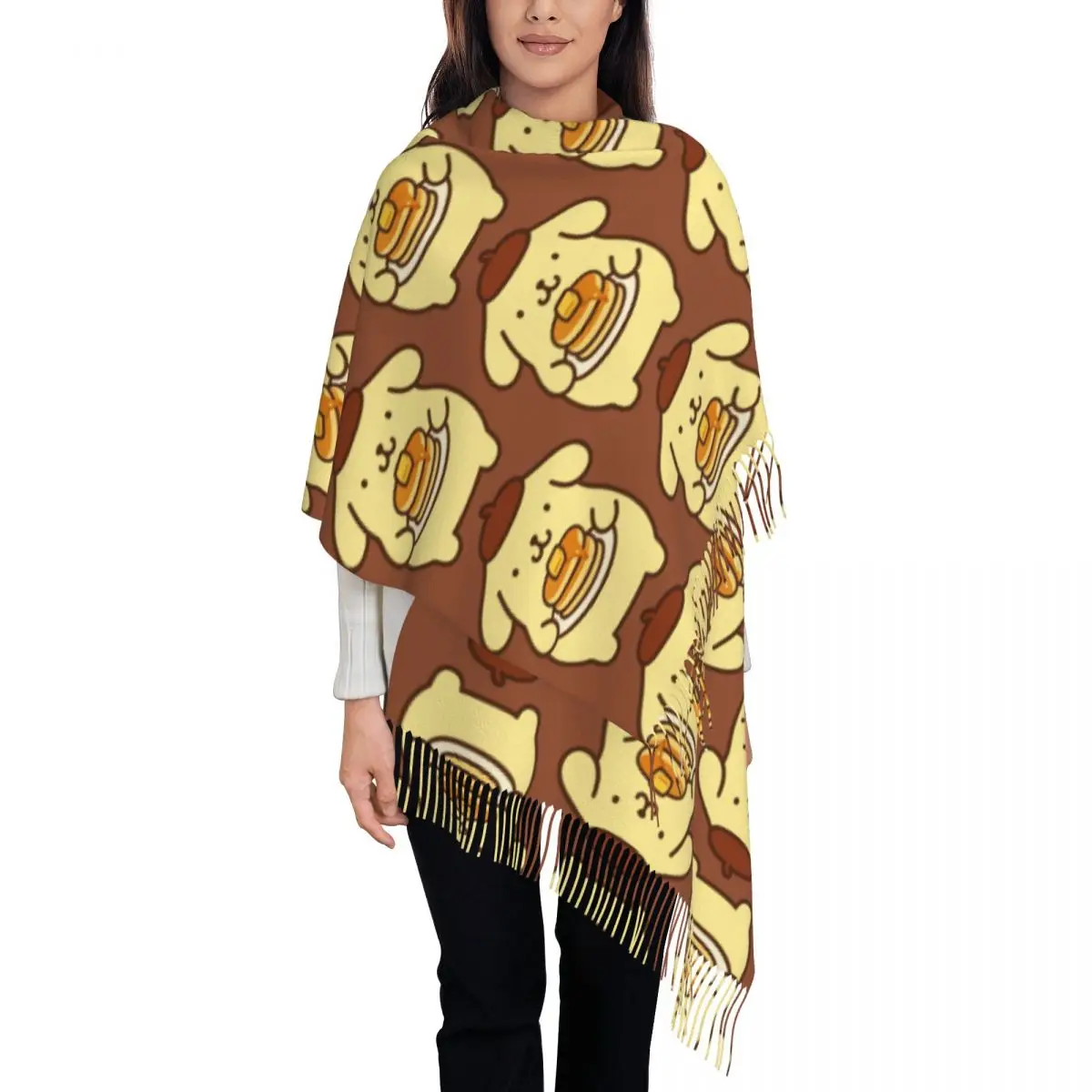 

Шарф с помпонами и принтом на заказ, женские и мужские зимние теплые шарфы, шаль, накидка