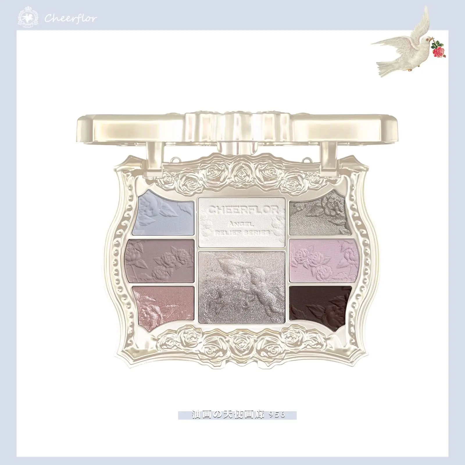 フラワーノウズリトルエンジェルアイシャドウパレット 6 色エンボスマットパールグリッターレトロアイシャドウデイリーメイクアップ化粧品