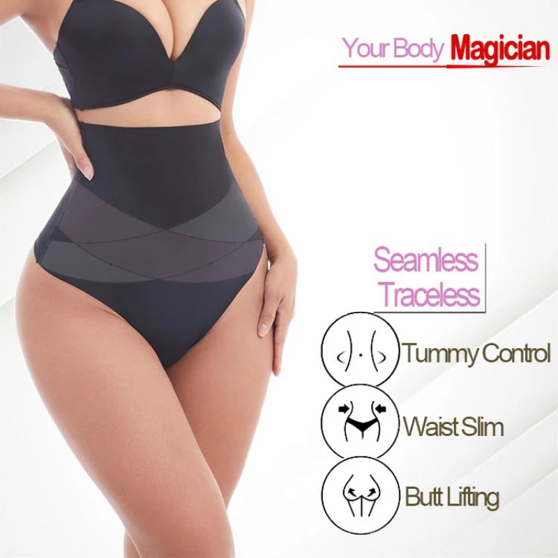 Women's High Waist ThongT-backCross X Shaping Tummy Control Panties Strong Body Shaping Waist Cincher Hip Lifter Seamless image 3