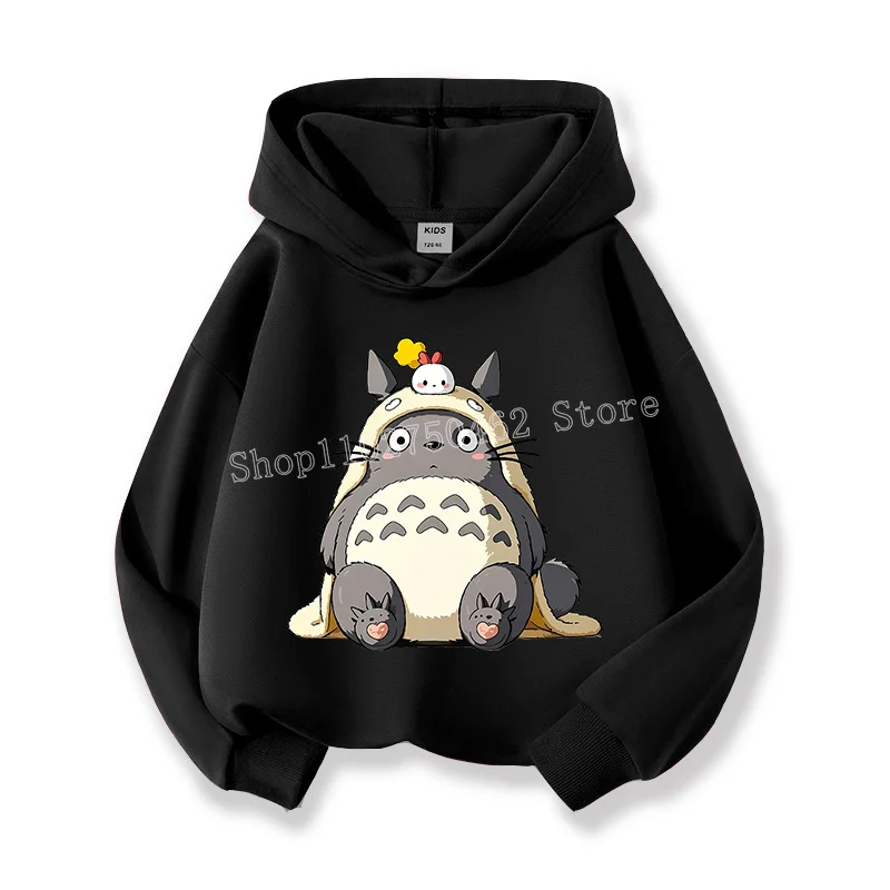 Niedliche Cartoon-Totoro-Kinderhoodies mit Katzenmuster, dünner Kinder-Sweatshirt für Frühling und Herbst, Sportbekleidung für Jungen und Mädchen, langärmeliger Kapuzenpullover. – Detail 3
