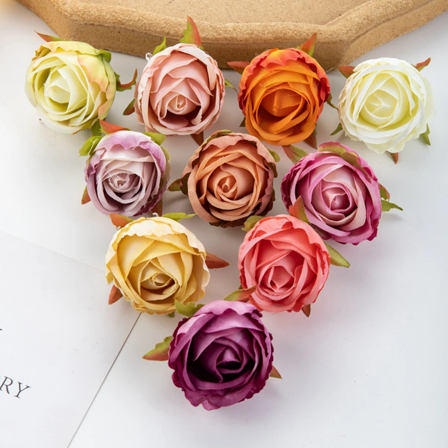 

10Pcs ArtificialFlower Silk Rose Christmas Festival Party Decor Home Outdoor Garden wall Wedding Diy gift Candy Box Scrapbooking