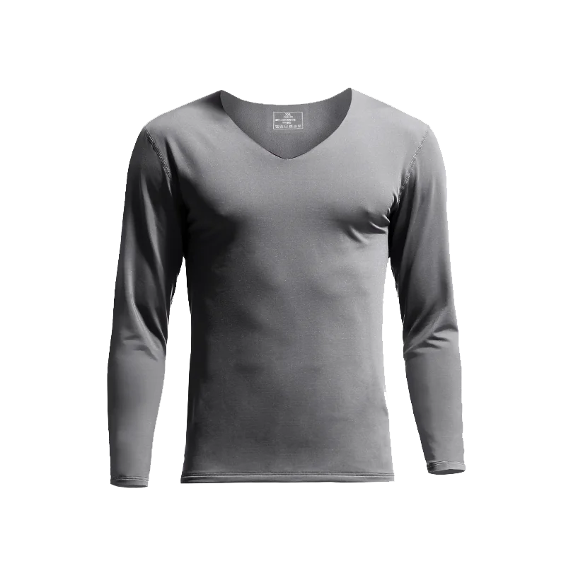 

Men's Seamless Thermal Underwear Top, V-Neck, Winter Heating, Fleece-Lined, Tight-Fitting, Thin Base Layer Shirt, Autumn Shirt, Cotton Undershirt