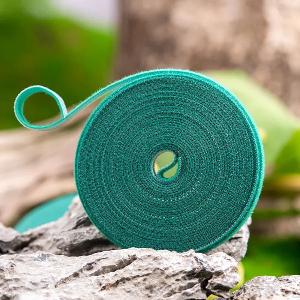 Garden Twine Bandage Plant Nylon Cable Tie Self Adhesive Green Adjustable Plants Hook Loop Support Reusable Fastener Tape Strips