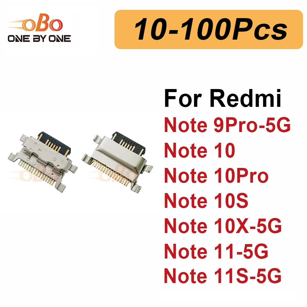 10-100Pcs Charging Port Dock Plug For Redmi Note 9 10 Pro 10S 10X 11 11S 4G 5G TYPE-C Charger Connector Socket Repair Parts