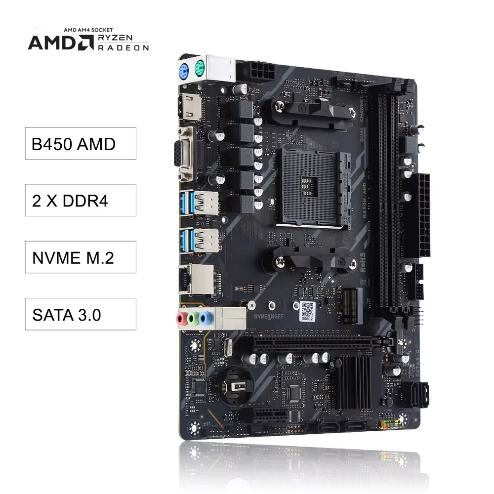Kllisre B450M Motherboard for AMD Ryzen AM4 CPUs DDR4 Desktop Mainboard Micro ATX M.2 NVMe SATA III view 2