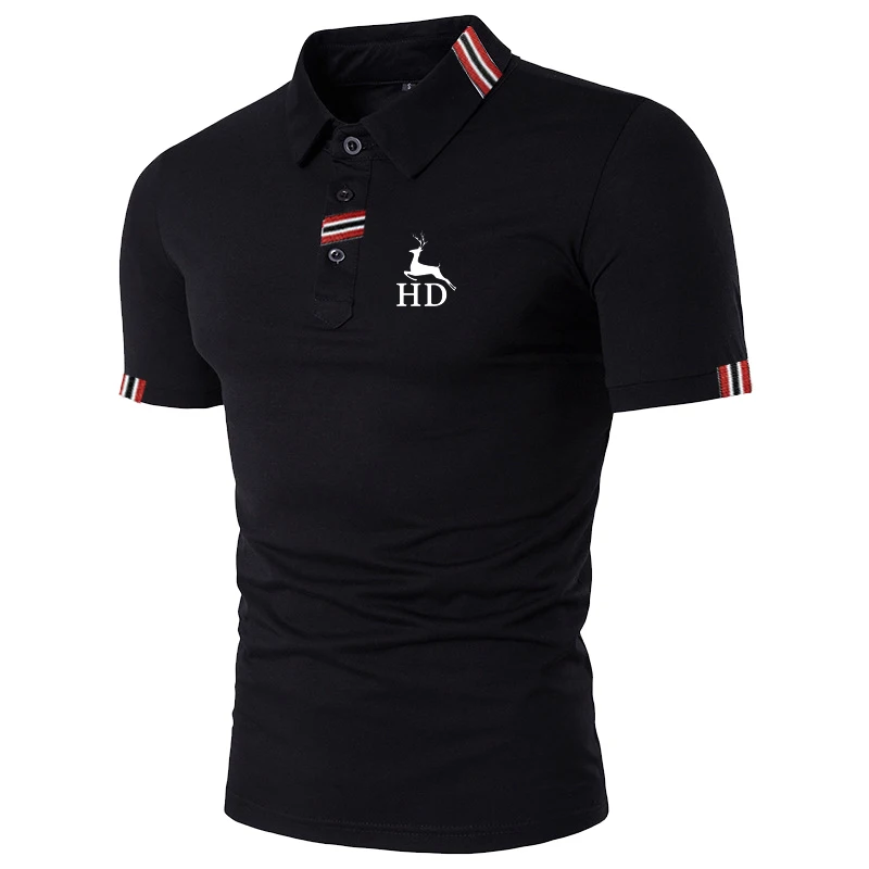 HDDHDHH Brand Printed Striped Decorative Polo Shirt Casual Solid T-shirt Men's Breathable Golf T-shirt