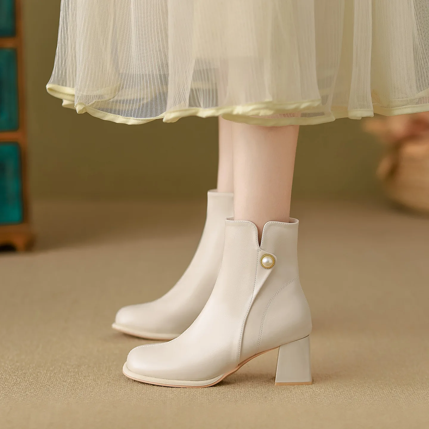 

Short boots women's 2026 new style French short boots women's high heels Mary Jane boots women