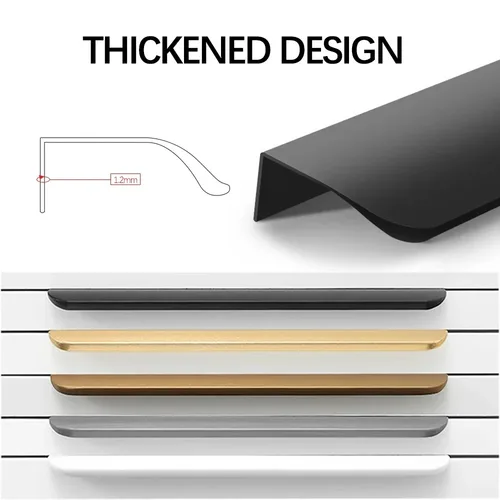 Imagen 2 del producto Tiradores ocultos para armarios de cocina, tiradores para cajones, tiradores de aleación de aluminio para muebles, tiradores largos para muebles