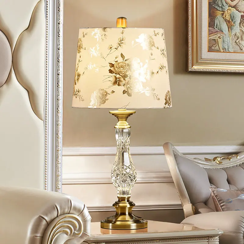 

European Crystal Table Lamps Master Bedroom Bedside Parlor Study Hotel American Creative Luxury High-end Atmosphere Desk Lights