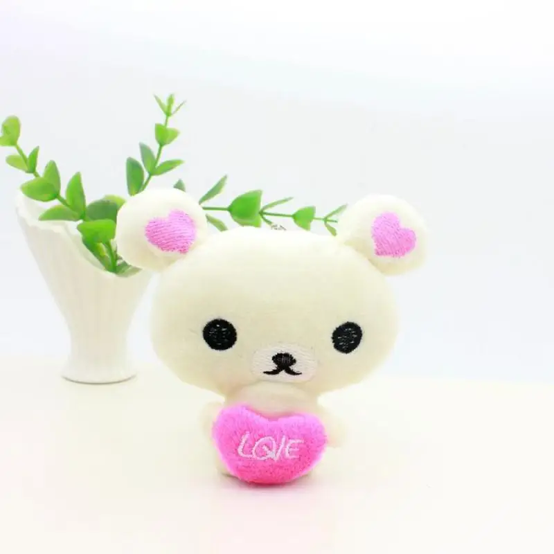 LLavero de muñeco de peluche Kawaii Rilakkuma, colgante de peluche de corazón lindo de Anime japonés, bolsa de juguetes de peluche, decoración con cremallera, regalos de vacaciones