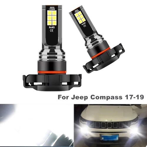2 uds 3030SMD H16(EU) 5202 5201 PS24W PSX24W luz LED de circulación diurna DRL 6000K 12V blanco brillante para Jeep Compass 2017 2018 2019