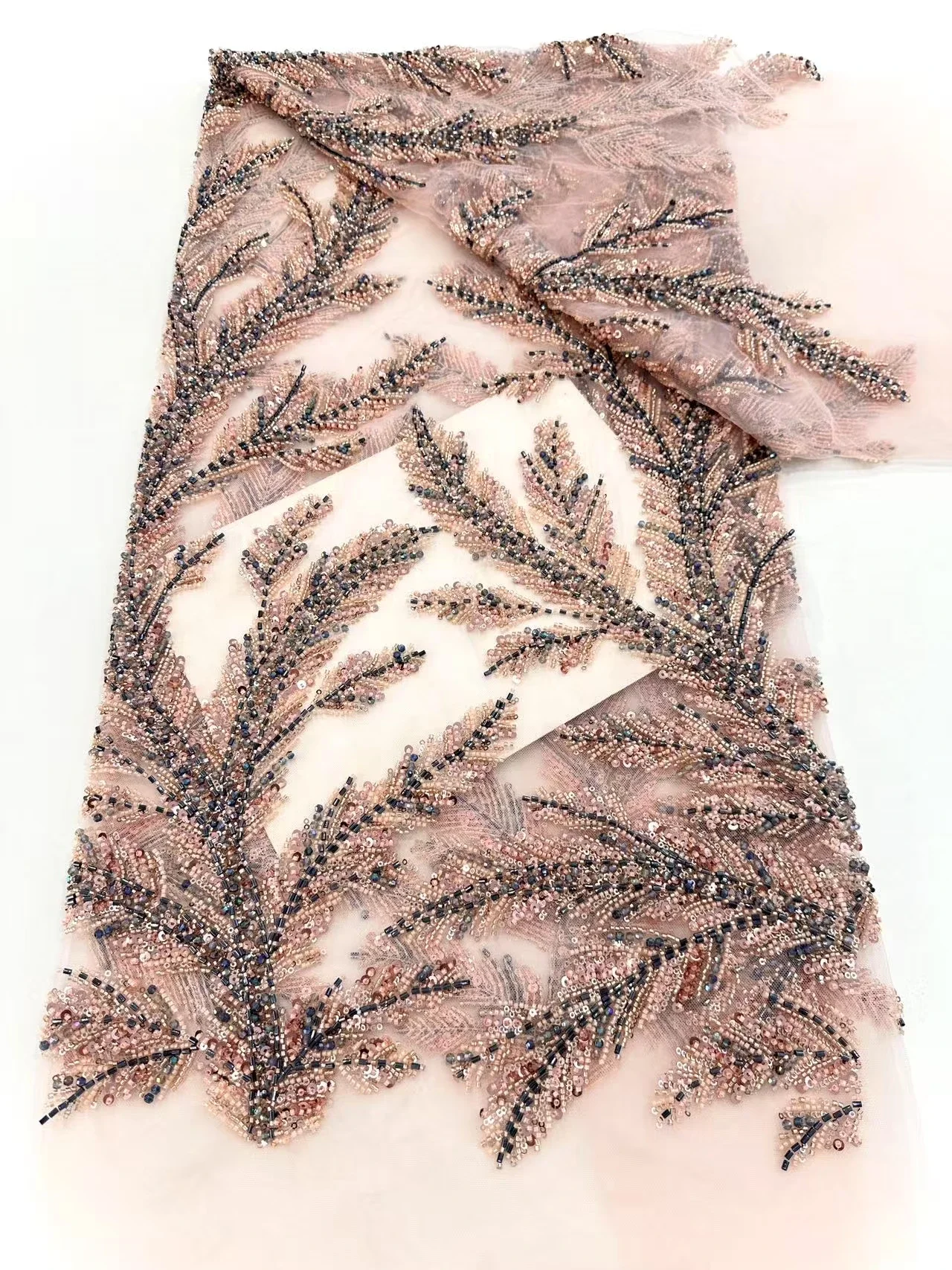 High-quality French luxury beaded lace, African beaded handcrafted art lace fabric, Nigerian sequin sewing fabric