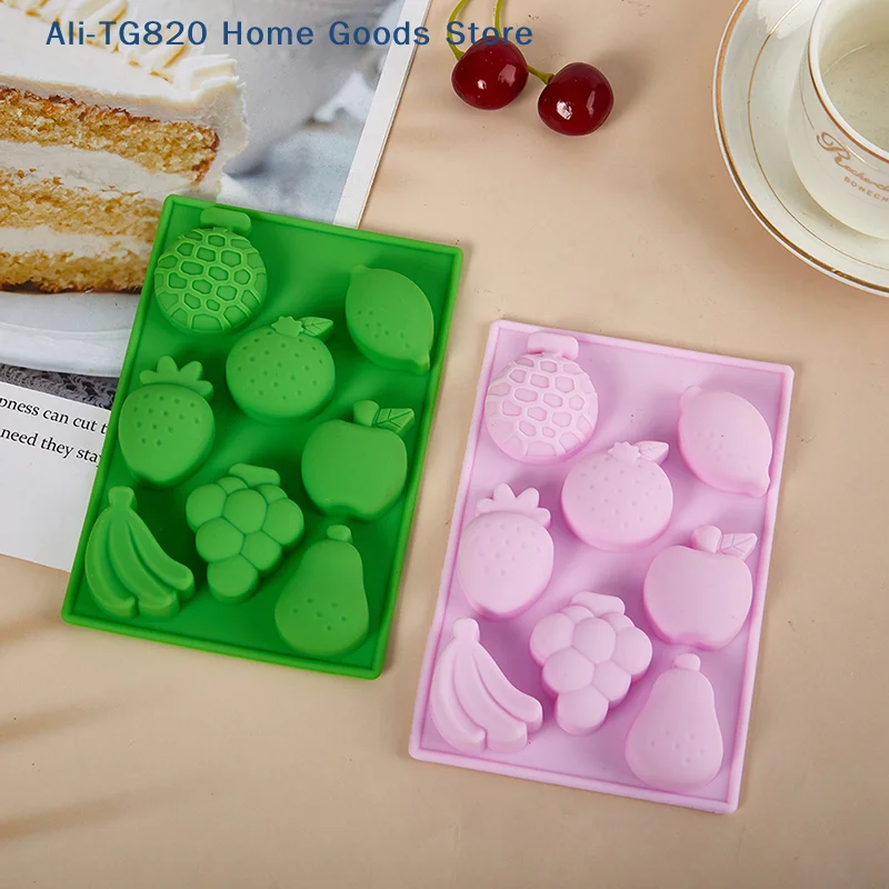 [TG820] 3D Cartoon-Fruchtform aus Silikon: Erdbeere, Banane, Wassermelone, Birne – DIY-Seifen-, Schokoladen-, Kuchen- und Eiscremeform