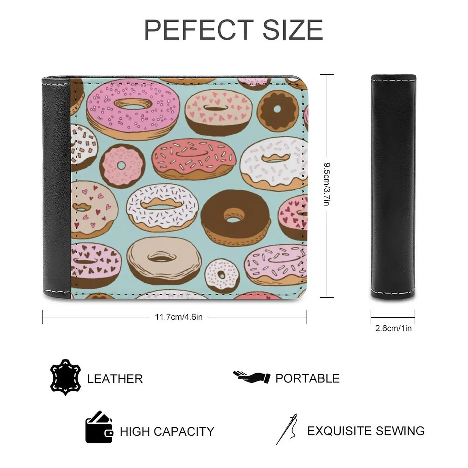 Donuts Forever Leather Wallet Credit Card Holder Luxury Wallet Donuts Doughnuts Food Pattern Aqua Teal Kristin Nohe Juchs