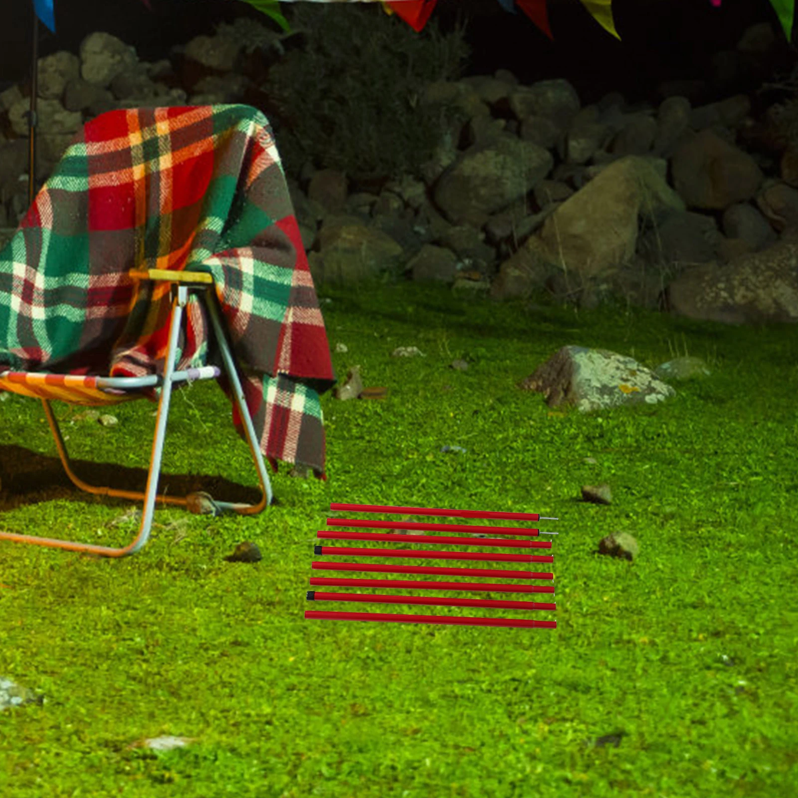 

Tent Support Pole Adjustable Camping Poles Outdoor Rosy Oxford Cloth Awning Heavy Duty