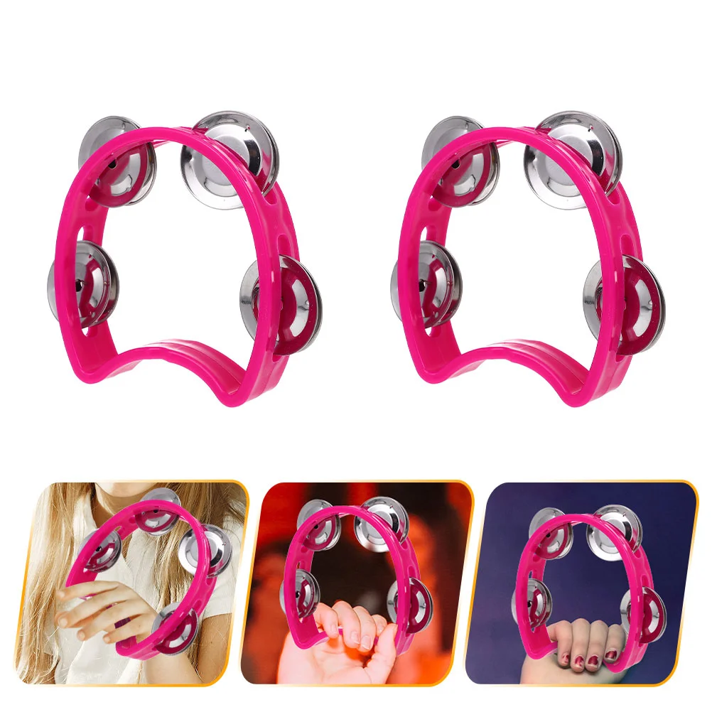 

2 Pcs Flower Bell Circle Four Hand Shaking Tambourines Toy Children’s Toys Double Row Metal Handheld