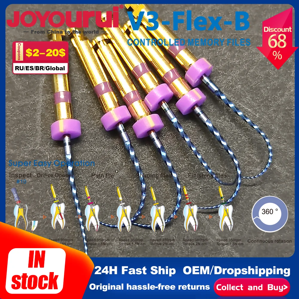 

6Pcs/Pack 1004# Dental Blue Heat-Activated NiTi Endodontic Rotary Files Root Canal K/H/R File Shaping Files Engine Use Flexible