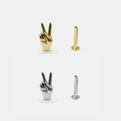 Uniorsj Real 925 Sterling Silver Jewelry Victory Sign Letter V Gestures Small Stud Earrings for Women