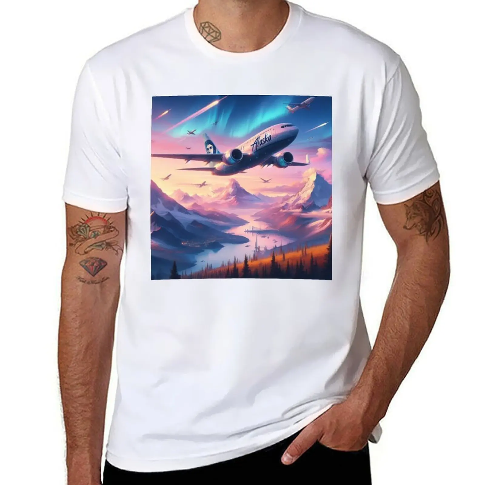 

Alaska airlines airline T-Shirt black cotton t-shirt plain for man package man tshirt T-Shirt