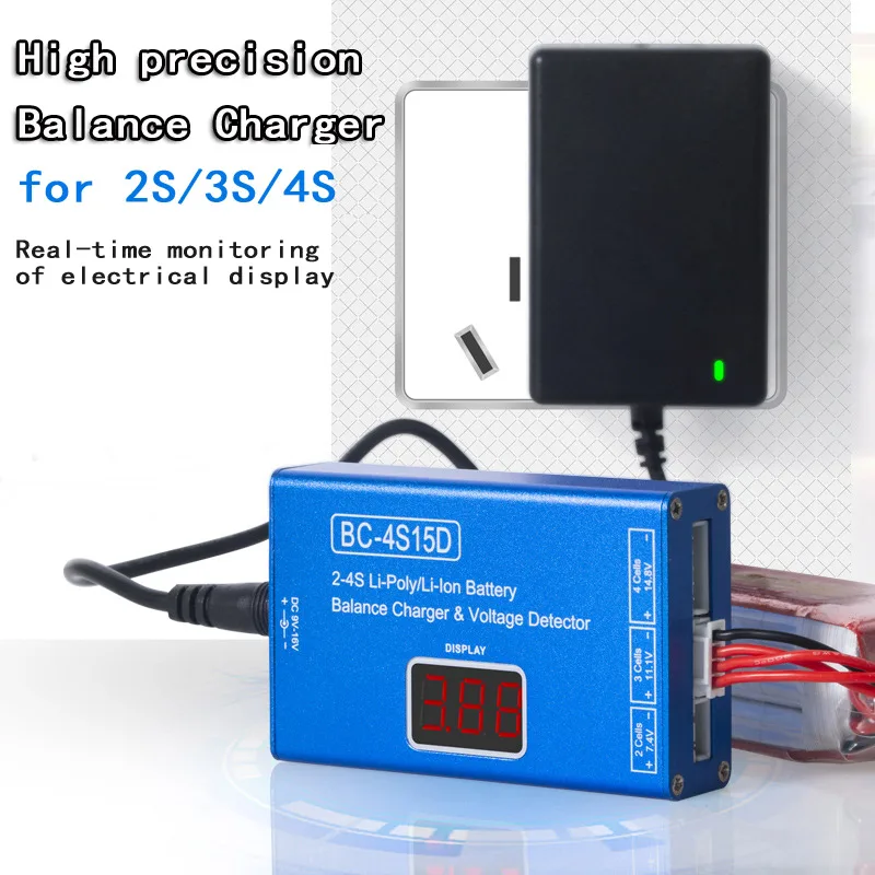 BC-4S15D RC Battery Balance Charger Voltage Detector LCD Digital Display 1500mA Charger for 2-4S Battery RC FPV Quadcopter Drone