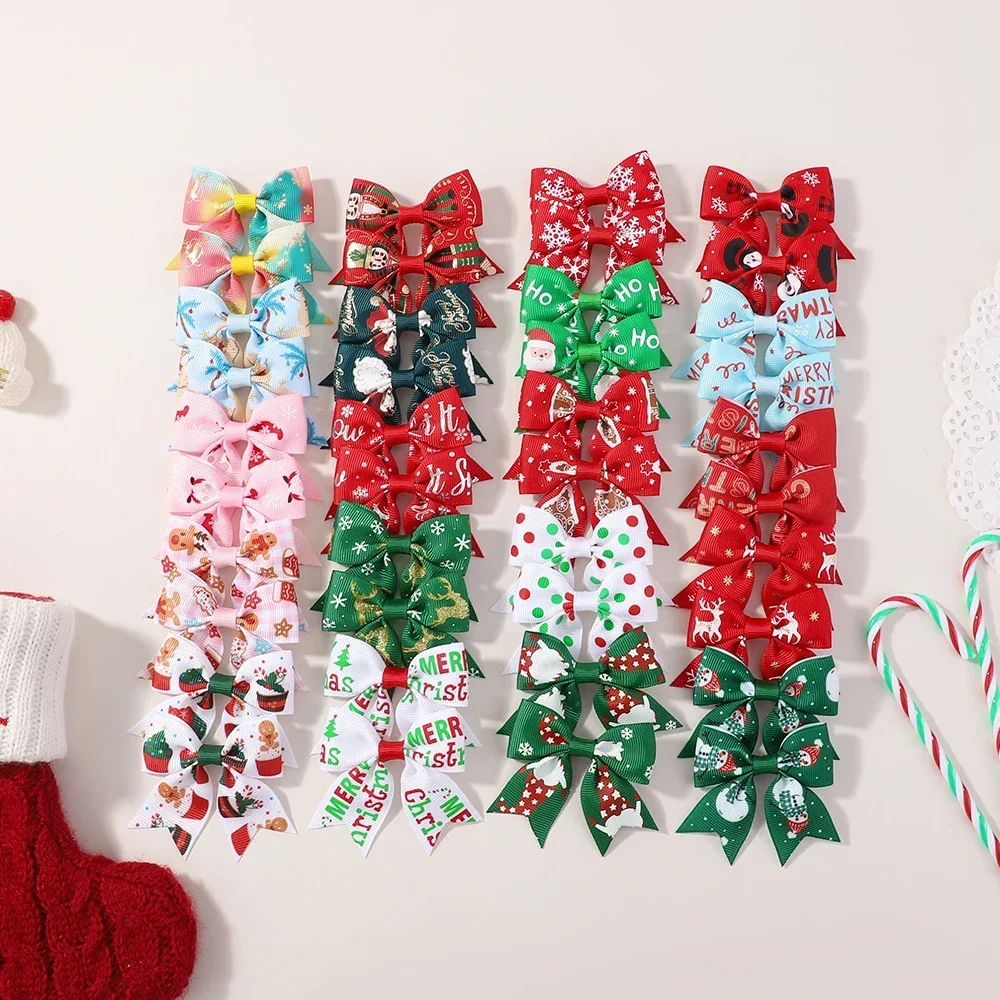 10/20/40 Stück 2,4'' Weihnachten Bowknots Haarspangen Set für Mädchen Festivel Santa Schneeflocke Haarnadeln Kopfbedeckung Kinder Haarschmuck – Detail 7
